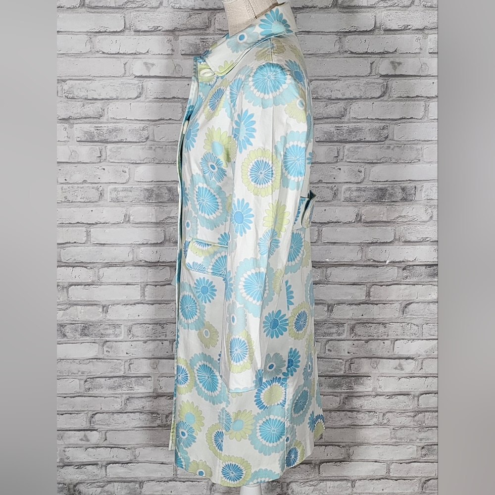 1 Madison Blue Green Floral Trench Coat - Picture 11 of 13